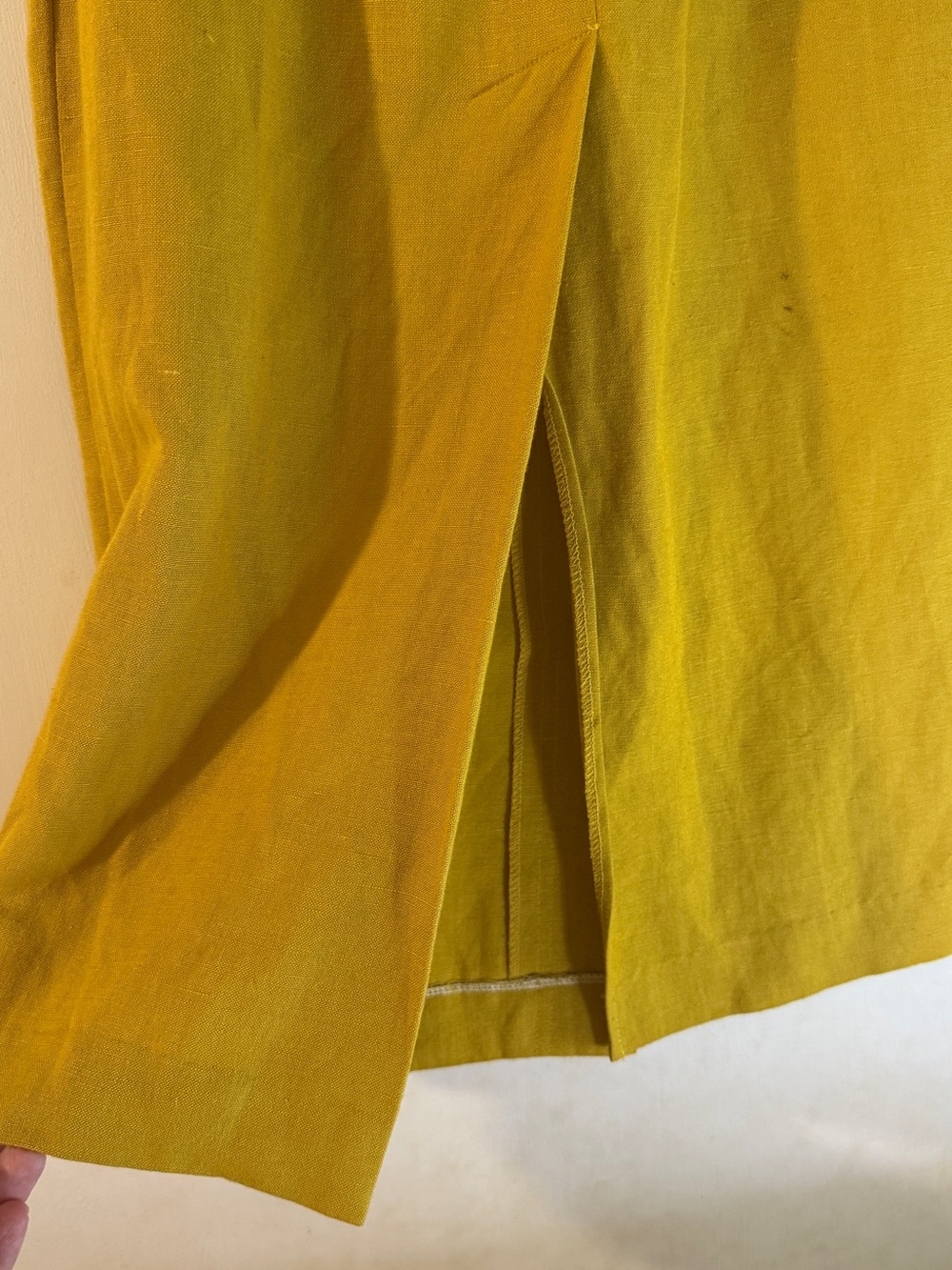 Linen blend Mustard Button-Front Maxi Skirt - Picture 7 of 9